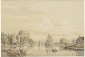 Vista del Vecht hacia Hofstede Slotzigt de Petrus Josephus Lutgers