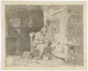 Viejo leyendo a su esposa de Petrus Marius Molijn