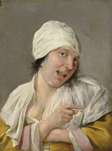 Vista: Una joven señalando. De la serie Personificaciones de los cinco sentidos, c.1635-66 (óleo sobre madera)