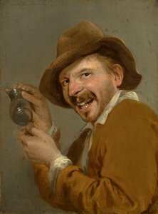Gusto: Un hombre que ríe con un vaso volteado. De la serie Personificaciones de los cinco sentidos, c.1635-66 (óleo sobre madera)