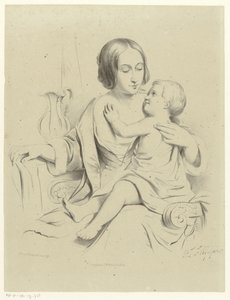 Madre con hijo en el regazo de Petrus Theodorus van Wijngaerdt