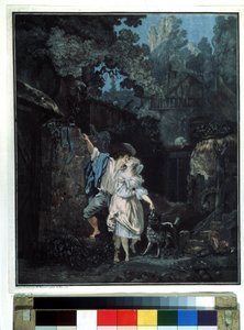 ""Farewell morning"" (Despedida de la mañana) Una pareja se va temprano en la mañana. Litografía de Philibert Louis Debucourt (1755-1832) 1787 Museo Pushkin de Moscú de Philibert Louis Debucourt