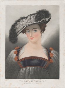 Retrato de Susanna Lunden, con sombrero de ala ancha con plumas de Philibert Louis Debucourt