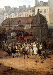Rejoicings dados por la ciudad de París en Les Halles el 21/01/1782 con motivo del nacimiento del Delfín Luis José de Francia de Philibert Louis Debucourt