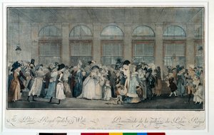 Paseo por la galería del palacio real en 1787. Grabado por Louis Philibert Debucourt (1755 - 1832) de Philibert Louis Debucourt