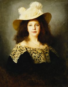 Retrato de Mici Lukacs, de 10 años, con un vestido azul oscuro con cuello de encaje de Philip Alexius de Laszlo