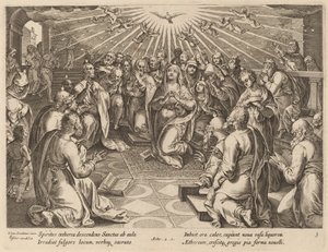 Pentecostés de Philip Galle after Jan van der Straet