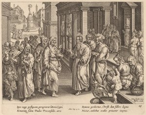 San Pablo disputa con el hechicero de Philip Galle after Jan van der Straet