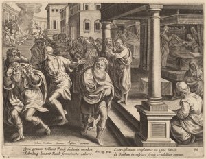 San Pablo expulsando espíritus malignos de Philip Galle after Jan van der Straet