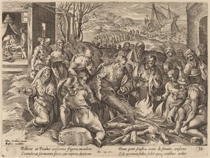 San Pablo naufragado en la isla de Melita de Philip Galle after Jan van der Straet