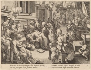 La caída de Eutico de Philip Galle after Jan van der Straet