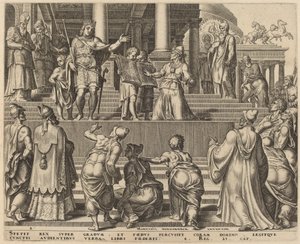 El libro de la ley leído ante el pueblo de Philip Galle, after Maerten van Heemskerck