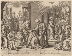 El Pueblo de Samaria Recibe la Palabra de Dios de Philip Galle after Maerten van Heemskerck