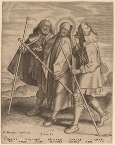 Cristo y sus discípulos en el camino a Emaús de Philip Galle after Pieter Bruegel the Elder