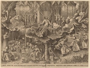 La parábola de las vírgenes prudentes y necias de Philip Galle after Pieter Bruegel the Elder