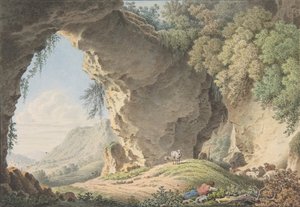 Paisaje rocoso con pastor durmiendo, 1817 de Philip Heinrich Dunker