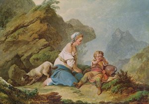 Agar viendo a su hijo beber de Philippe Jacques de Loutherbourg