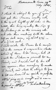 Una carta de Philip James de Loutherbourg