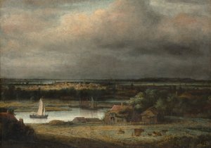 Paisaje de río ancho de Philip Koninck