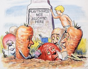 Vegetales antropomorfos, ilustración de "The Water Babies" de Charles Kingsley (gouache sobre papel) de Philip Mendoza