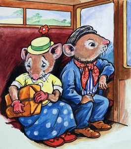 El ratón de ciudad y el ratón de campo (gouache sobre papel)