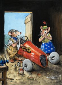 El ratón de ciudad y el ratón de campo (gouache sobre papel) de Philip Mendoza
