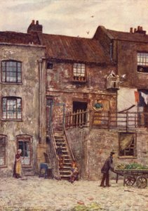 Casas Antiguas, Patio Interior del White Hart Inn, Southwark, 1884 de Philip Norman