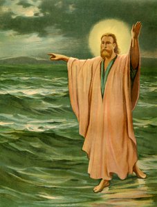 Jesús caminando sobre el agua de Philip Richard Morris
