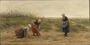 Mujeres de Scheveningen en la revisión de un campo de patatas arrancado de Philip Sadée