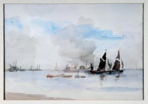 Barcazas del Támesis, Greenhithe de Philip Wilson Steer