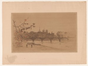 Vista de París a través del Puente de las Artes
Le Pont des Arts (título en el objeto) de Philip Zilcken (signed by artist)