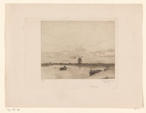 Barco de remo en un paisaje de pradera con un molino de viento
Paysage (título original) de Philip Zilcken (signed by artist)