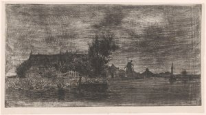 Paisaje con casas y molino junto al agua
Delftshaven (título original) de Philip Zilcken