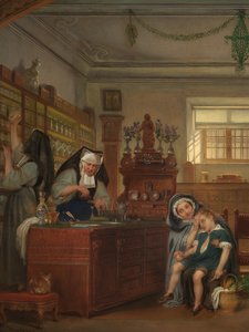 Detalle de la farmacia del hospital Saint-John (óleo sobre tabla) de Philipe Jacques van Bree