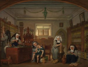 La farmacia del hospital Saint-John (óleo sobre tabla) de Philipe Jacques van Bree