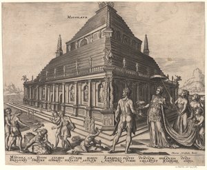 El Mausoleo de Halicarnaso de la serie Las Ocho Maravillas del Mundo Después de Maarten van Heemskerck, 1572 de Philipp Galle