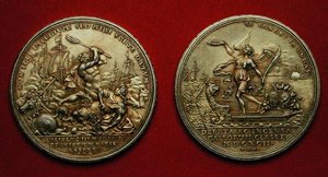 Medalla conmemorativa de la Batalla de La Hogue en 1692 de Philipp Heinrich Mueller