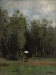 Pintor al borde del bosque