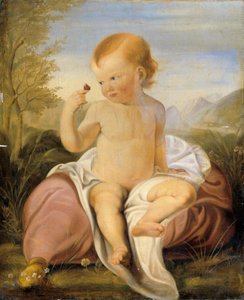 Niño con flor de guisante de olor
