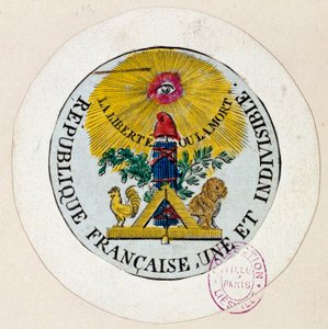 Revolución Francesa: sello decora símbolos de la República y de la industria libre de Philippe Auguste Hennequin