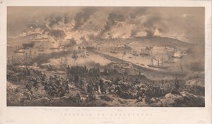Incendio de Sebastopol. Retiro de los rusos en la costa norte, 1855 de Philippe Benoist