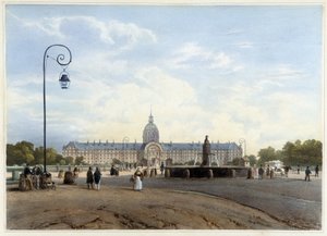 El Hôtel des Invalides visto desde el Campo de Marte - en “Paseo por París y sus alrededores”, por Jacottet y Benoist, ed. Gihaut de Philippe Benoist