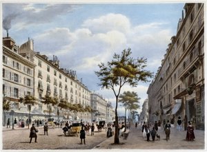 Le boulevard des Italians - en "Promenade dans Paris et ses environs", por Jacottet y Benoist, ed. Gihaut de Philippe Benoist