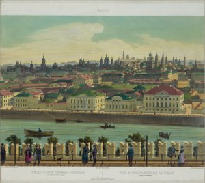 Vista de Zamoskvorechye desde el muro del Kremlin de una vista panorámica de Moscú en 10 partes, ca 1848 de Philippe Benoist