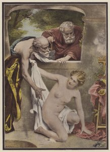 Susanna y las ancianas (color litho) de Philippe Felix Dupuis