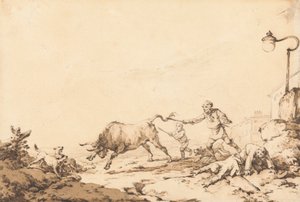 Un toro embistiendo