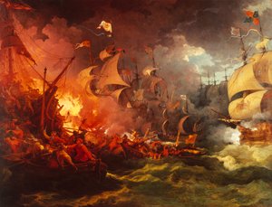 Derrota de la Armada española, 8 de agosto de 1588 de Philippe Jacques de Loutherbourg