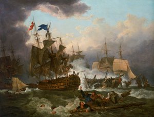 La batalla de Camperdown de Philippe Jacques de Loutherbourg