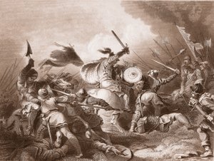 La batalla de Hastings, grabado por A.H. Payne de Philippe Jacques de Loutherbourg