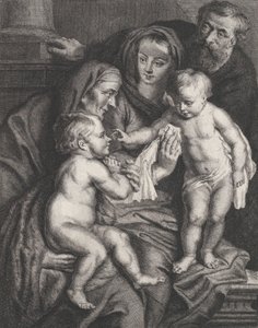 La Sagrada Familia con Santa Isabel y el niño San Juan Bautista, ca. 1615-75 de Philippe Joseph Tassaert